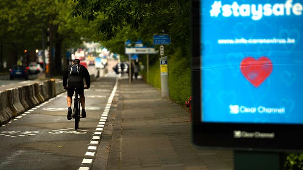 En cykelbana i Belgiens huvudstad Bryssel.