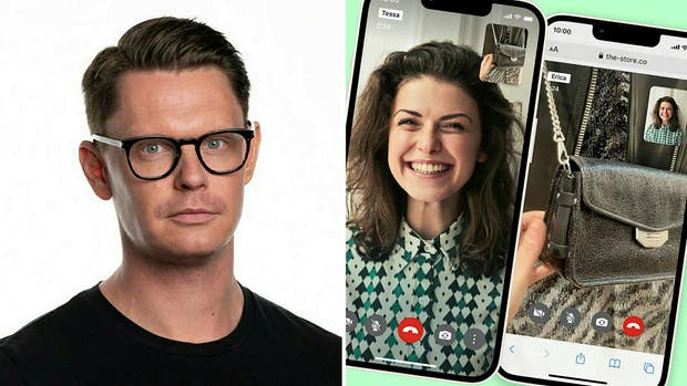 David Sandström är global marknadschef på Klarna. Till höger syns företagets nya satsning på en shoppingtjänst där butikspersonal kan använda videosamtal för att hjälpa e-handelskunder.