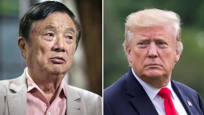 Ren Zhengfei, vd för Huawei, och Donald Trump, USA:s president.