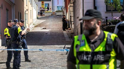 Polisen på brottsplatsen.