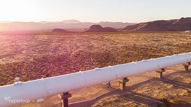 Virgin Hyperloops testbana i Nevada-öknen utanför Las Vegas.